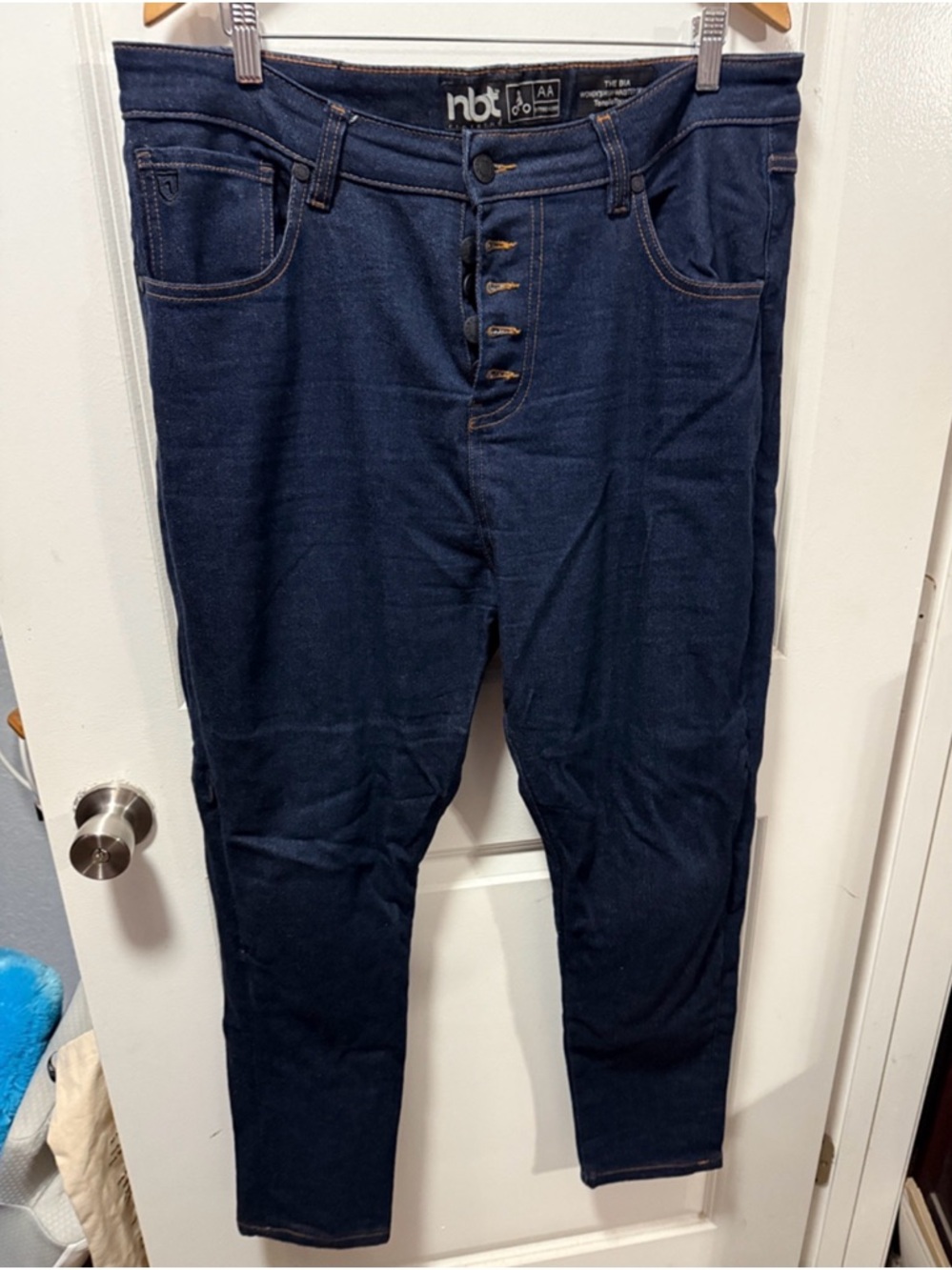 High-Rise Women's Button-Fly Jeans in Dark Blue